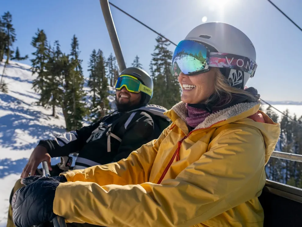 Riding the chair at Diamond Peak
