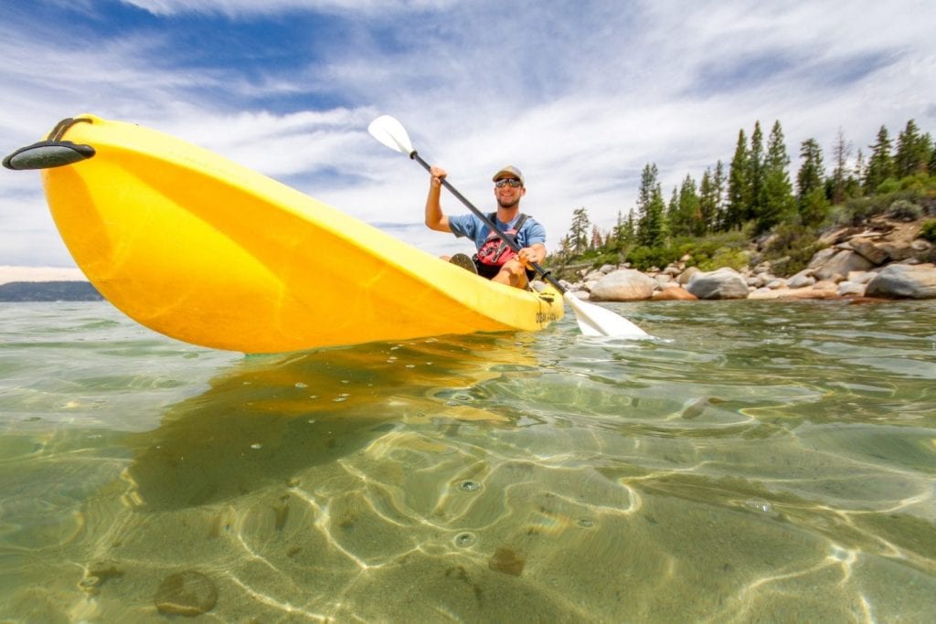 Kayaking is an exciting rush at North Lake Tahoe, home of human-powered sports.