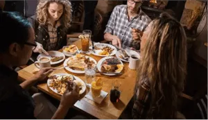 Group dining at a local Lake Tahoe restaurant