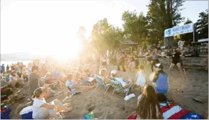 Local music event with a lot of people on the sandy shores