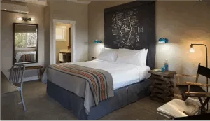 Interior of a very clean hotel room bed