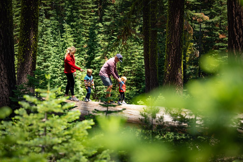 Family hiking in North Lake Tahoe
