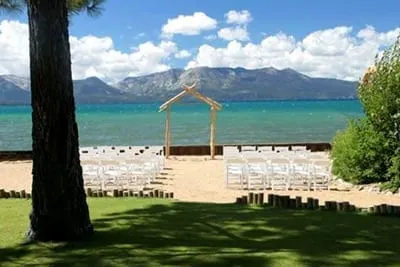 Wedding altar by the lake in Lake Tahoe
