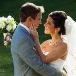 Couple looking into each others eyes on their wedding day