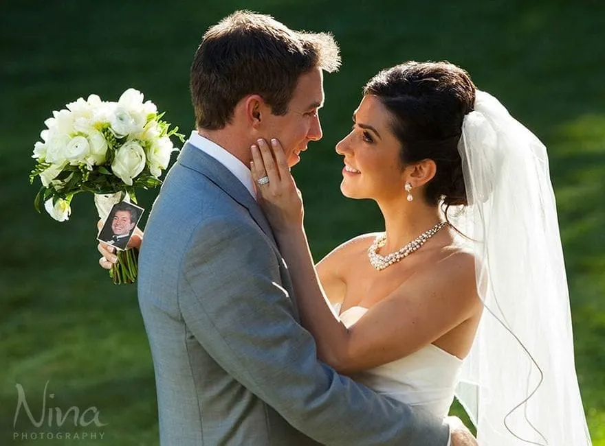 Couple looking into each others eyes on their wedding day