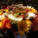 Fall colored bouquet on a wedding day