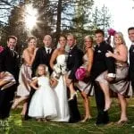 Wedding party on a wedding day having fun