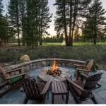 Fire pit outside next to trees in Lake Tahoe