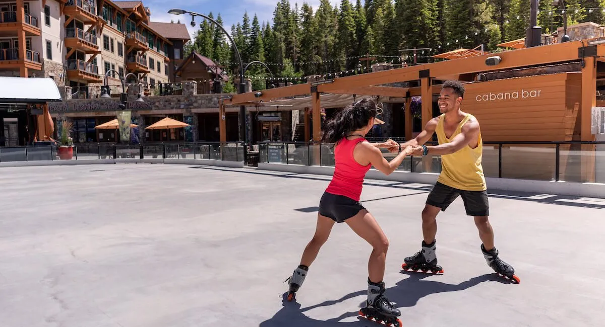 Kids roller skating in Lake Tahoe