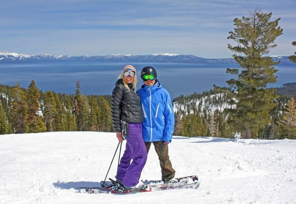 Couple posing for photo in Homewood Lake Tahoe