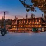Exterior of a historic resort in Lake Tahoe
