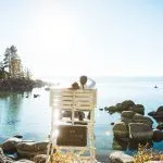 Sitting in lifeguard chair at Sand Harbor overlooking Lake Tahoe