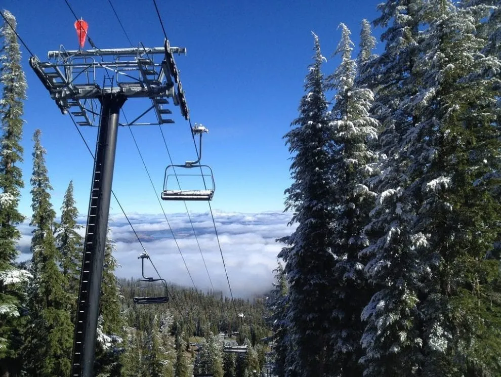 Empty Ski lift in Lake Tahoe on a sunny day