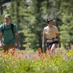 Palisades Tahoe Couple Hiking High Camp