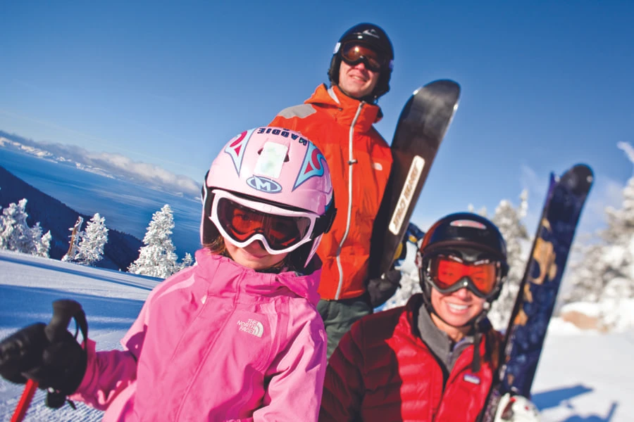 Family skiing in Lake Tahoe