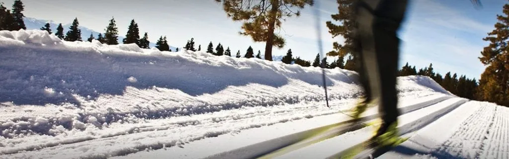 Piled up snow at nordic skiing