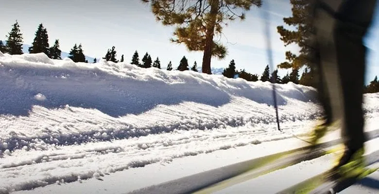 Piled up snow at nordic skiing