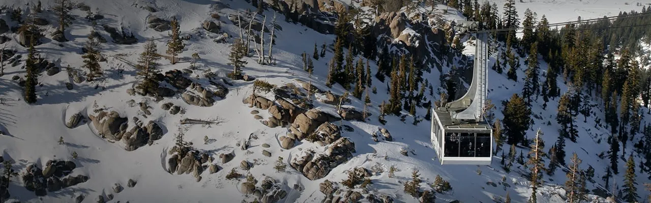 Snowy mountains in lake Tahoe
