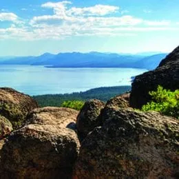 View from a high up vantage point in Lake Tahoe