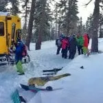 Skiers and snowboarders in Lake Tahoe
