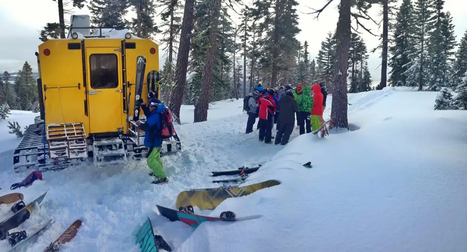 Skiers and snowboarders in Lake Tahoe