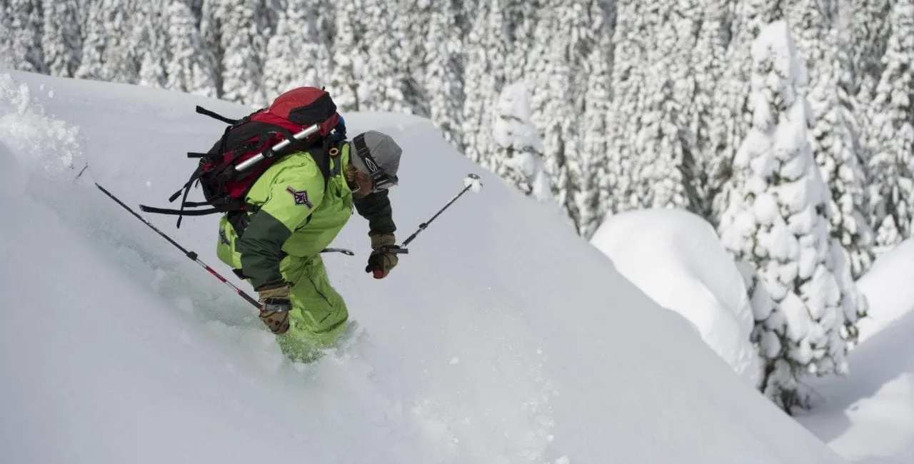 Downhill skiing in some backcountry in Lake Tahoe