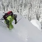 Downhill skiing in some backcountry in Lake Tahoe