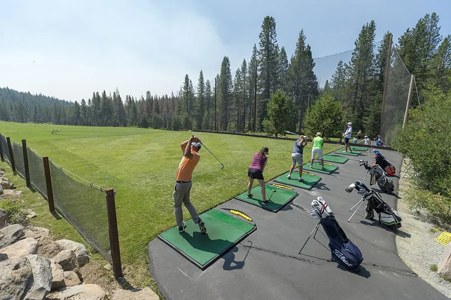 Aerial shot of the Tahoe Donner Gold Course hitting range