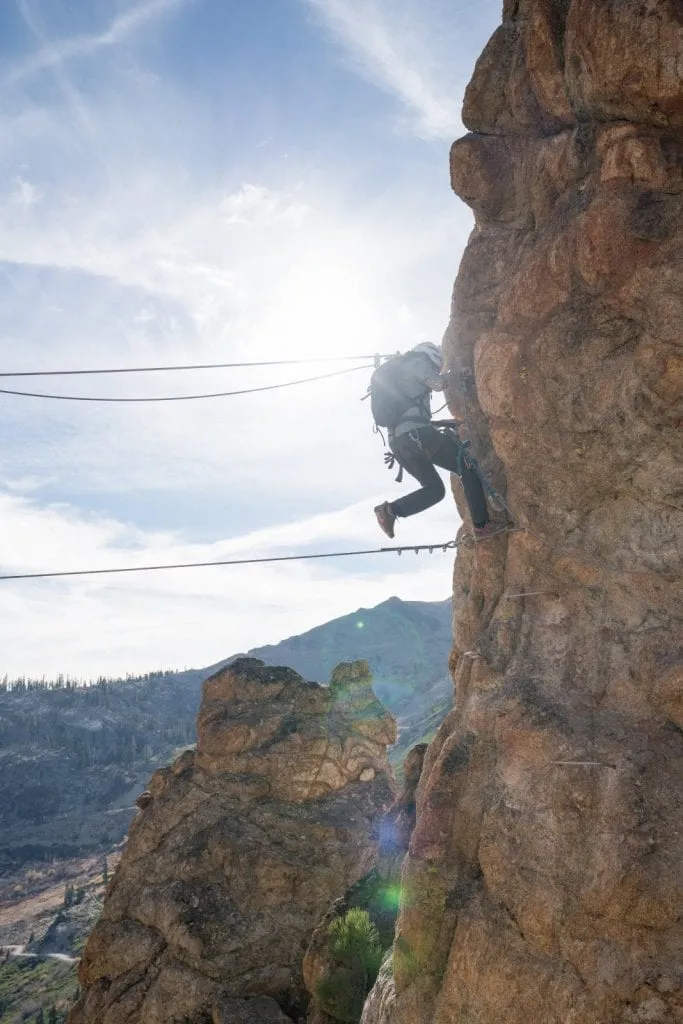 Man rock climbing in Lake Tahoe