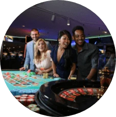 A group of friends play roulette at a Lake Tahoe casino