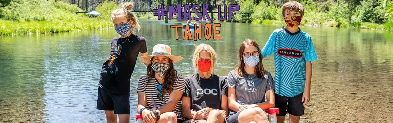 Mask Up Tahoe promo photo with Kids wearing masks. Mask Up Tahoe.