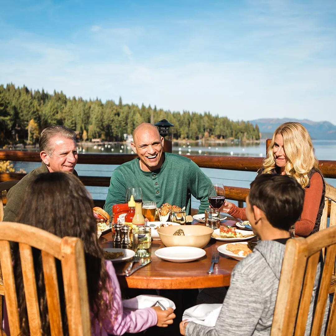 Family dining around Lake Tahoe