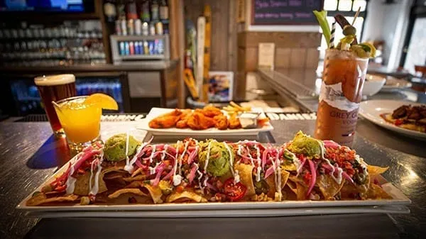 Nachos on a tray in lake Tahoe