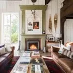 Interior of Everett with a fire place in Lake Tahoe