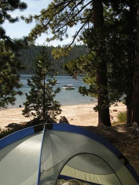 Tent on the shores of Lake Tahoe