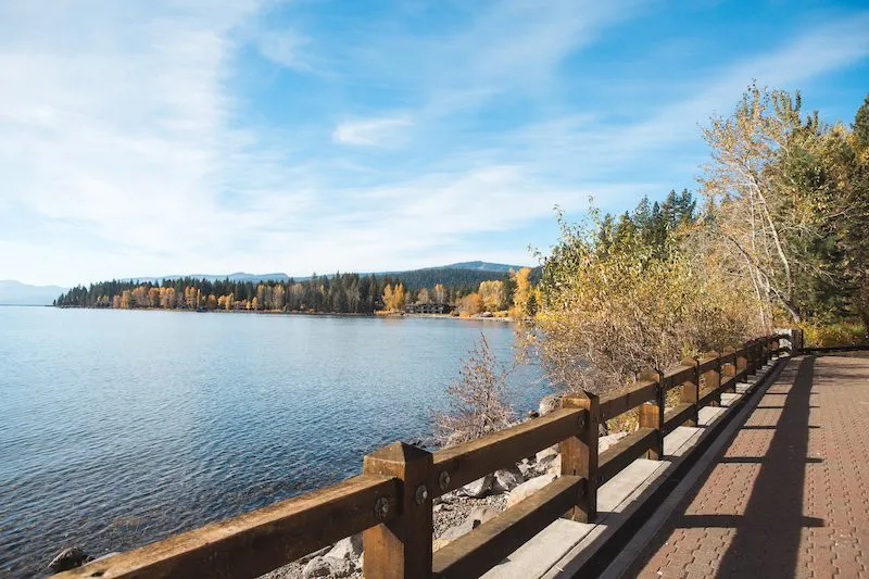 Path along Lake Tahoe shore in spring
