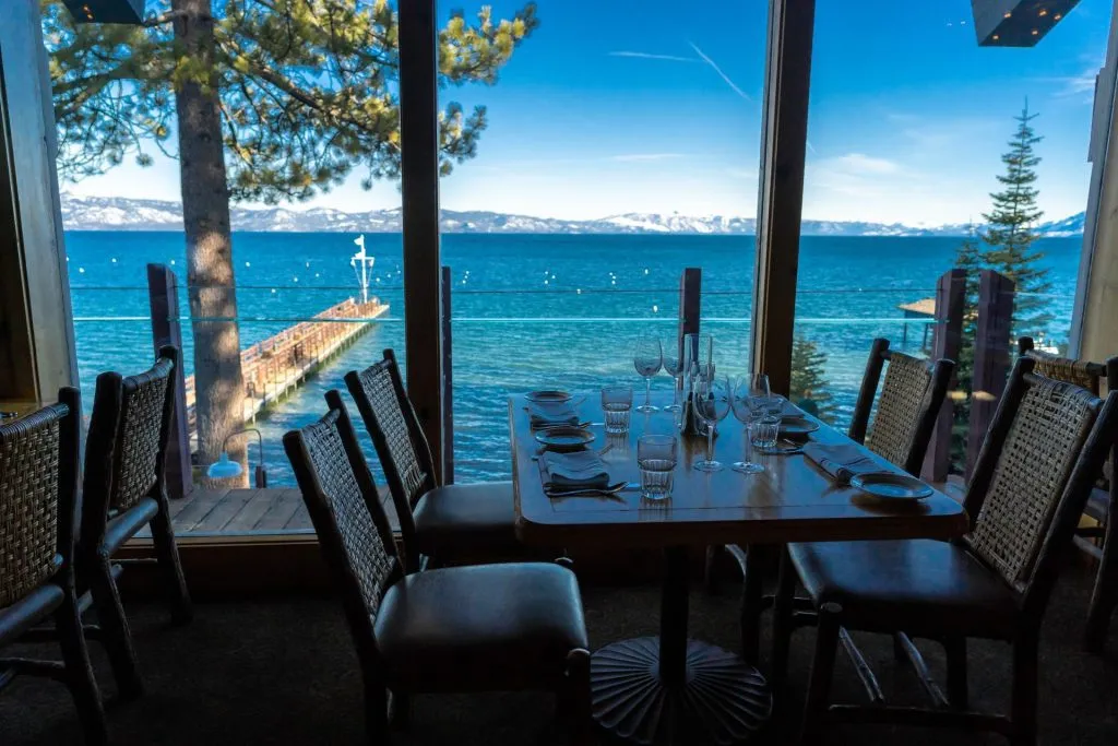 Dining table looking out at Lake Tahoe
