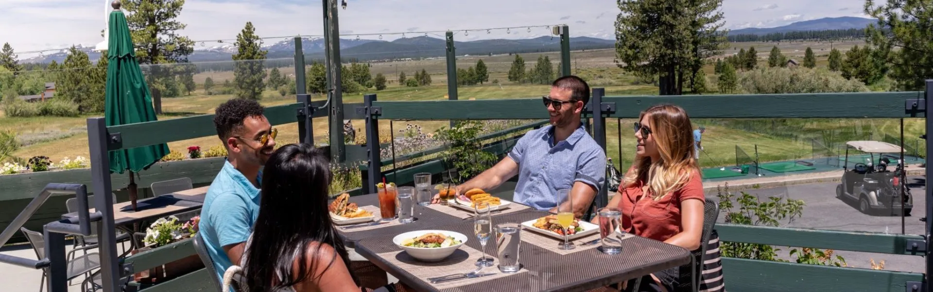 Friends dining at group-friendly restaurant in Lake Tahoe