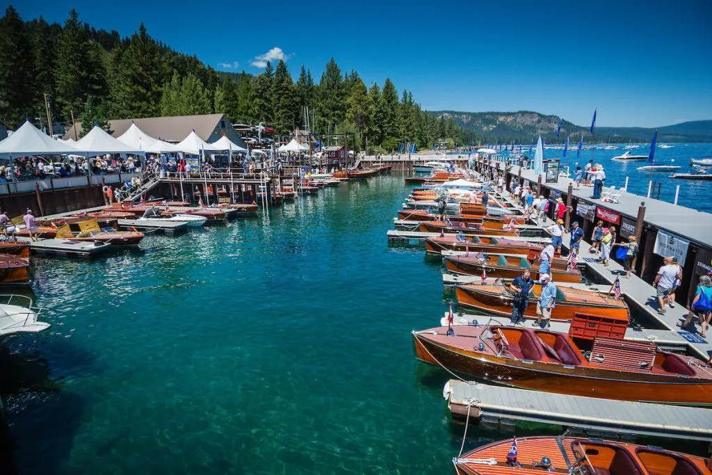 Chris Craft boats in the marina in Lake Tahoe 