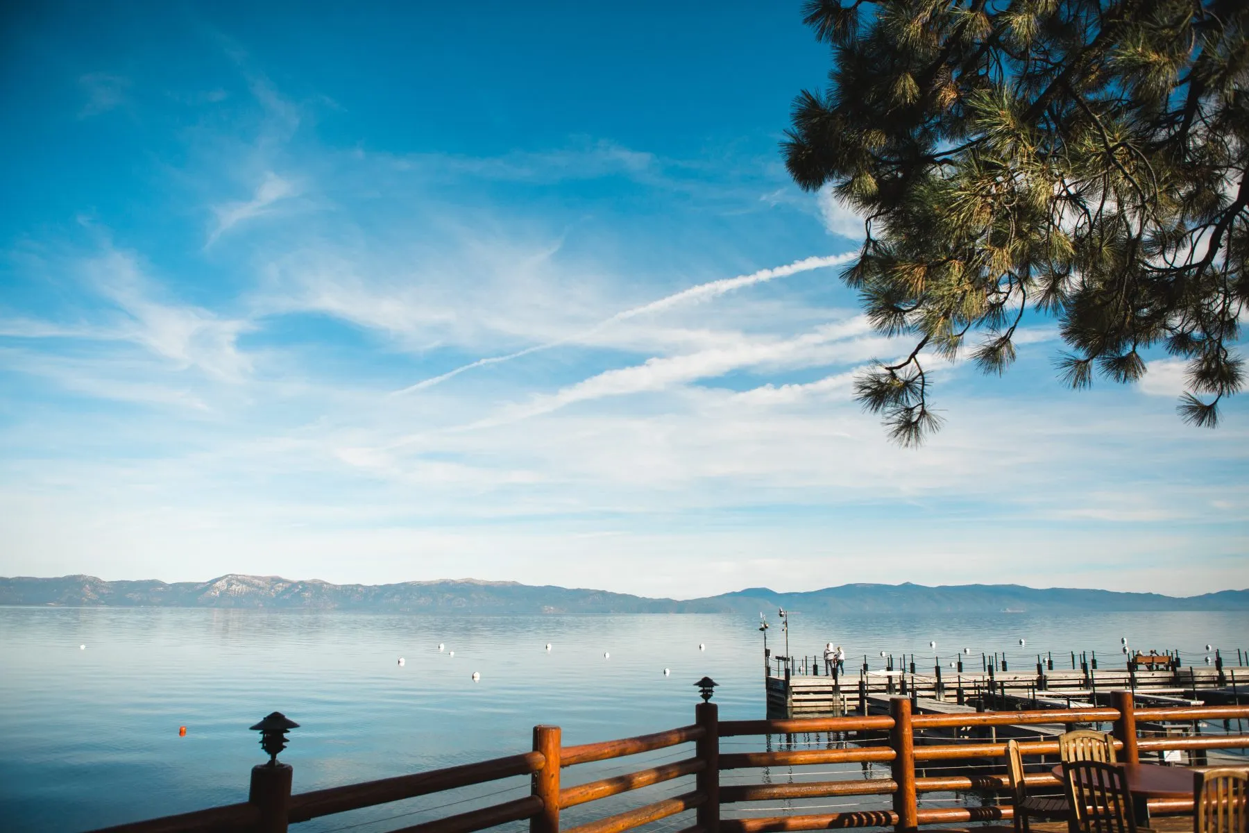 Blue sky view on a patio in Lake Tahoe