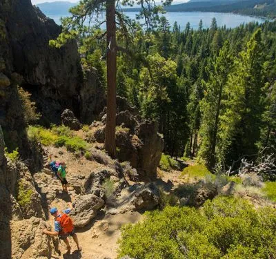 Hiking in the mountains of Lake Tahoe