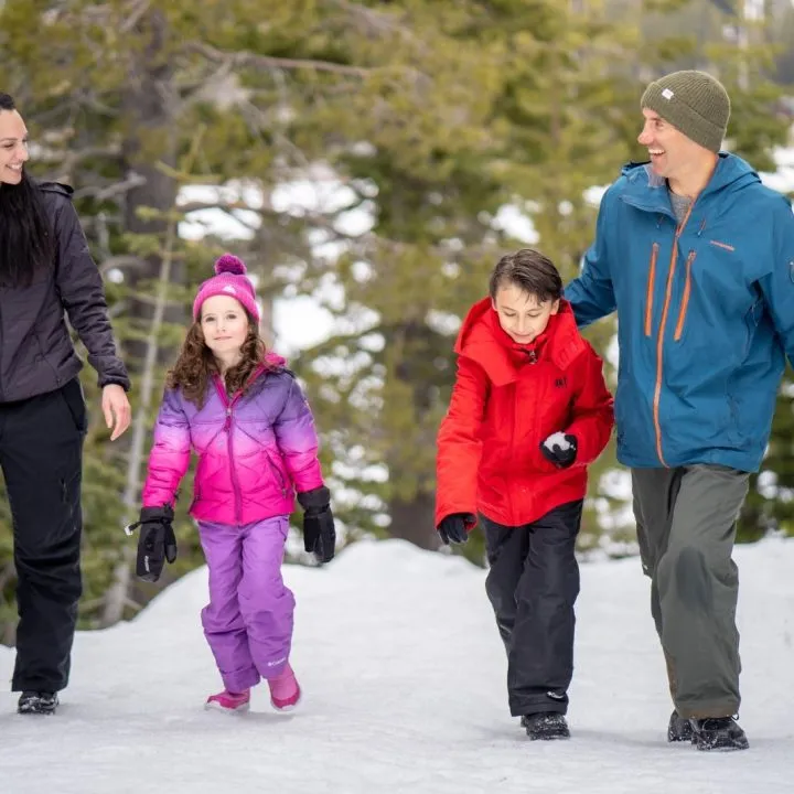 Family enjoying winter in Lake Tahoe