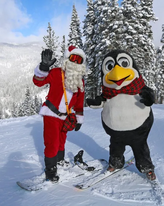 Santa and Penguin Pete at Diamond Peak