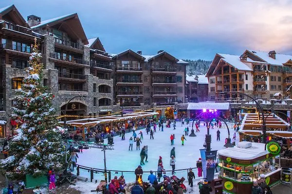Northstar Lake Tahoe - ice skating at a wintery resort