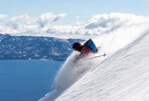 Person explores Lake Tahoe’s backcountry