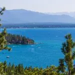 Super wide shot of Lake Tahoe's blue water