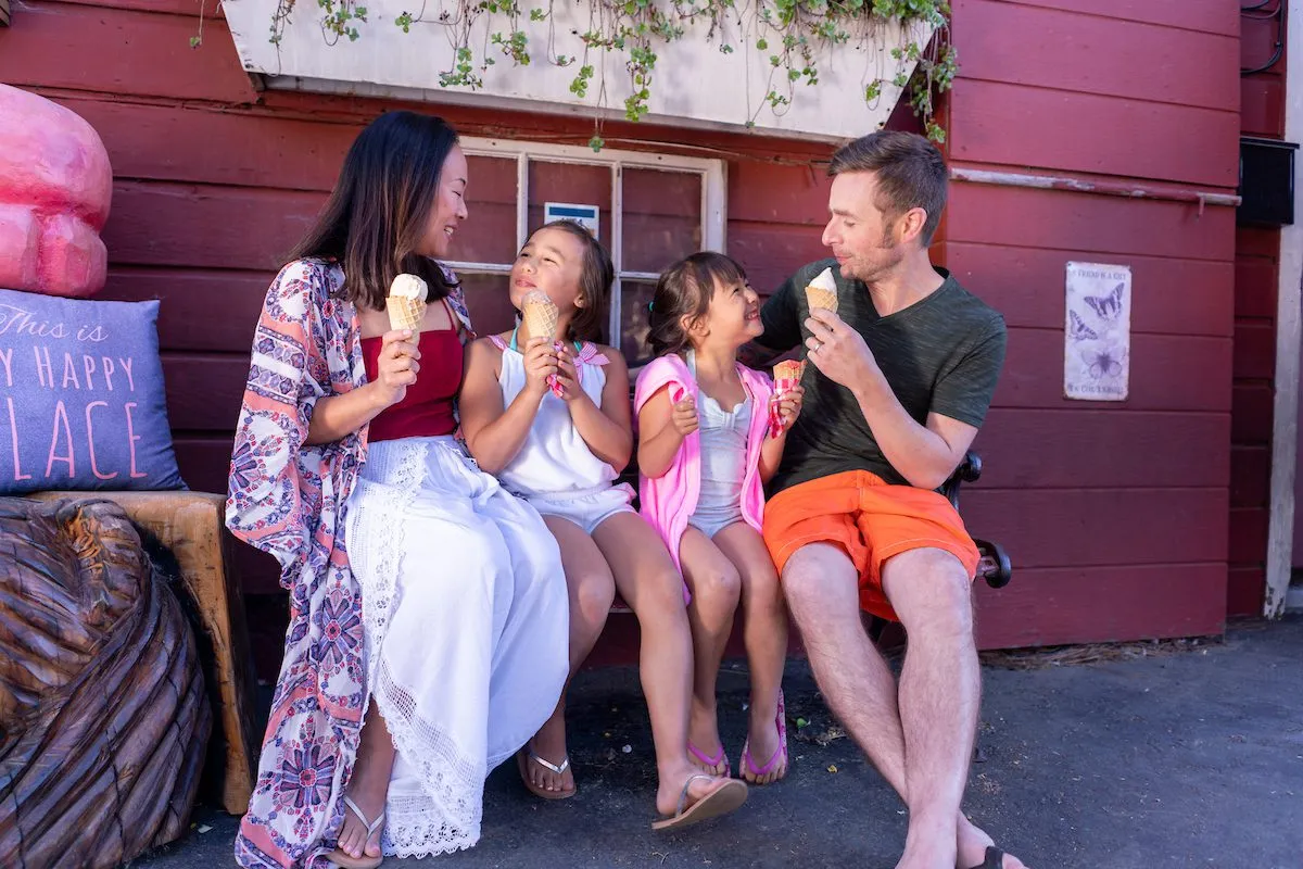 Family eating ice cream at Sweet Tahoe Time Ice Cream