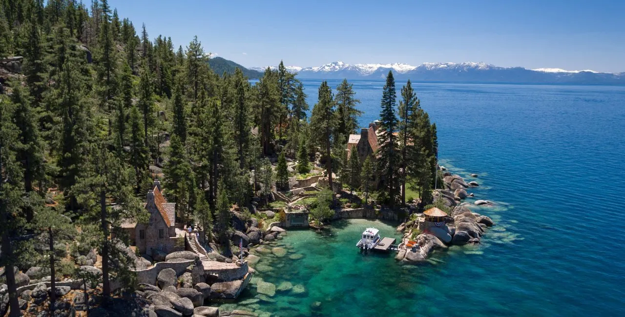 View of Lake Tahoes green cove