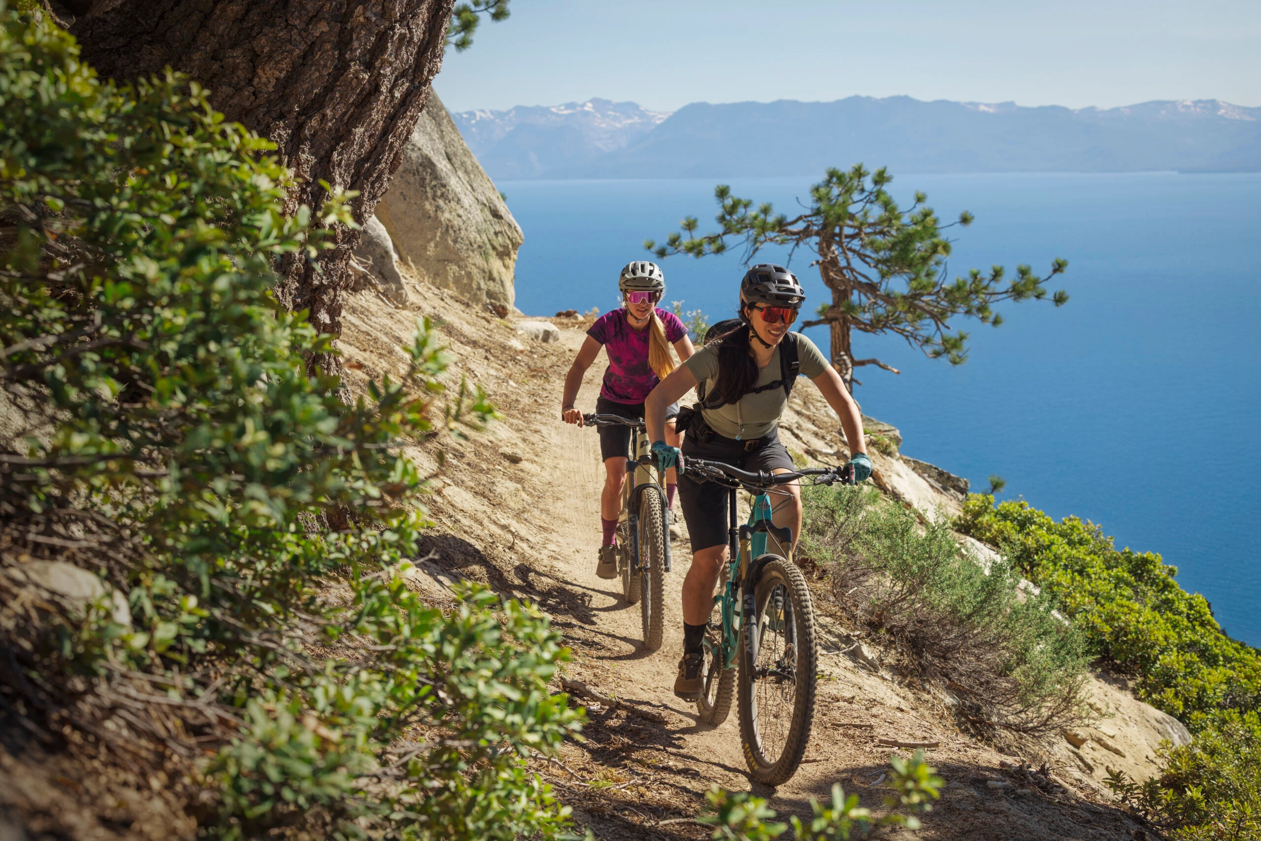 Couple biking in Lake Tahoe