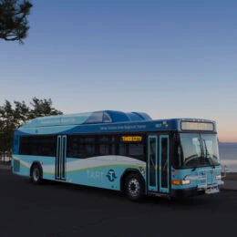 TART Bus at dusk in Lake Tahoe